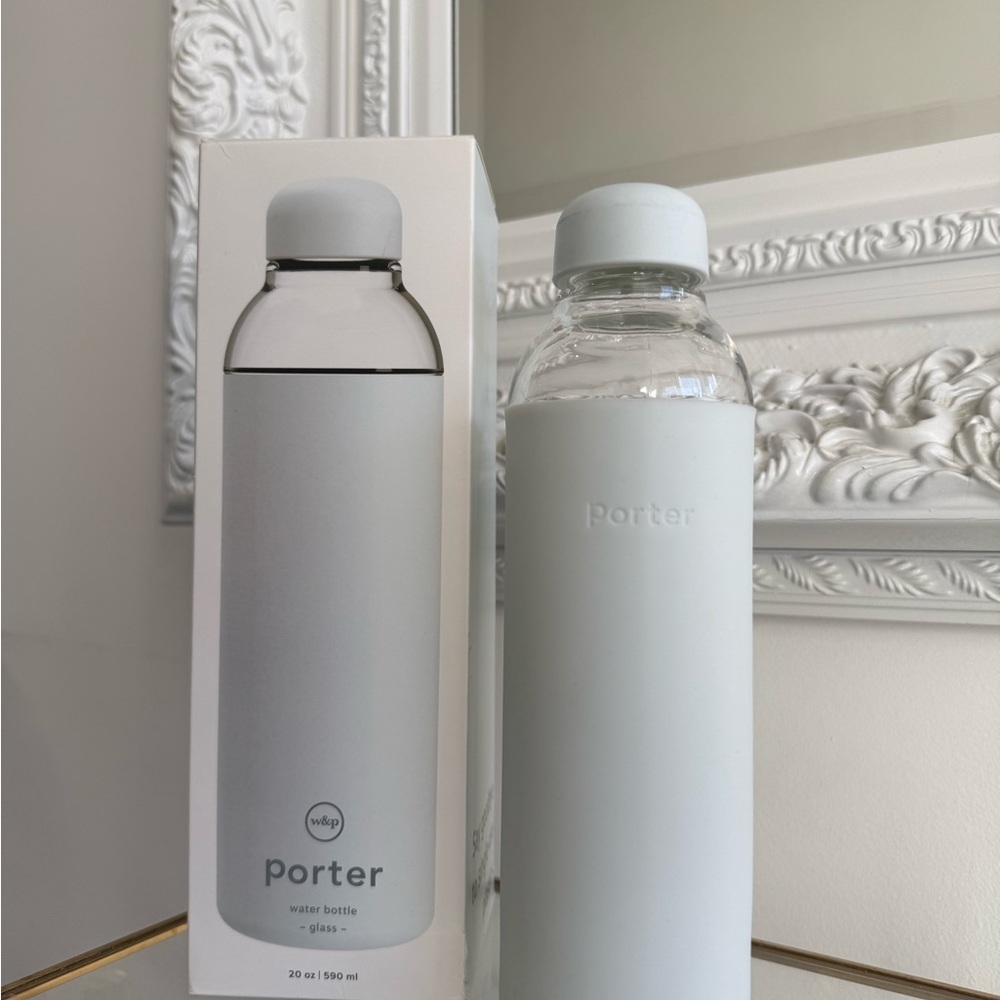 Porter Light Gray Glass Water Bottle